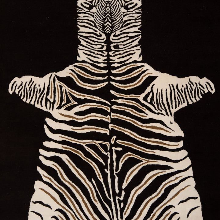 Black & White Contemporary Zebra Wool Rug - 6' x 9'