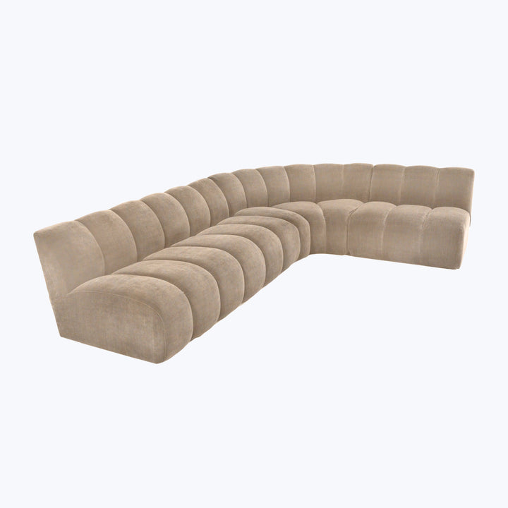 Grove Street Sectional Right Facing / Athens, Textured Velvet / Biscotti