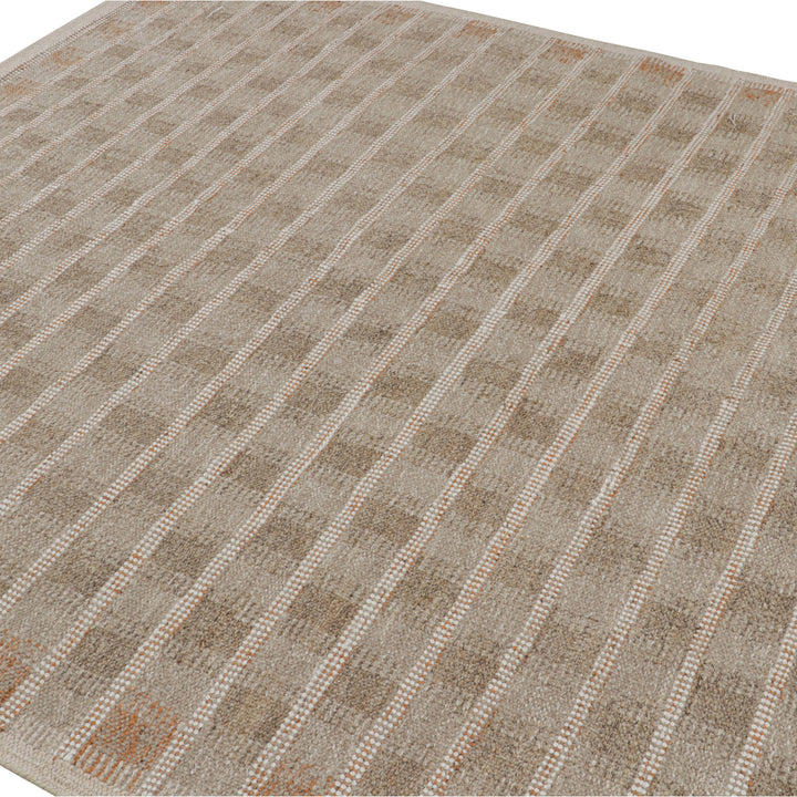 Natural & Orange Swedish Inspired Flatweave Aloe Rug - 7'9" x 8'4"