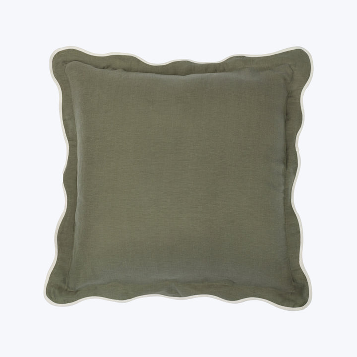 Cupro Linen Scallop Sham Moss / Euro
