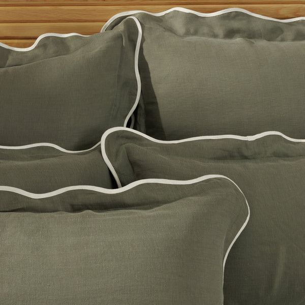 Cupro Linen Scallop Sham Moss / Standard