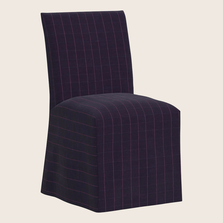 Linen Slipcover Dining Chair Checker Night