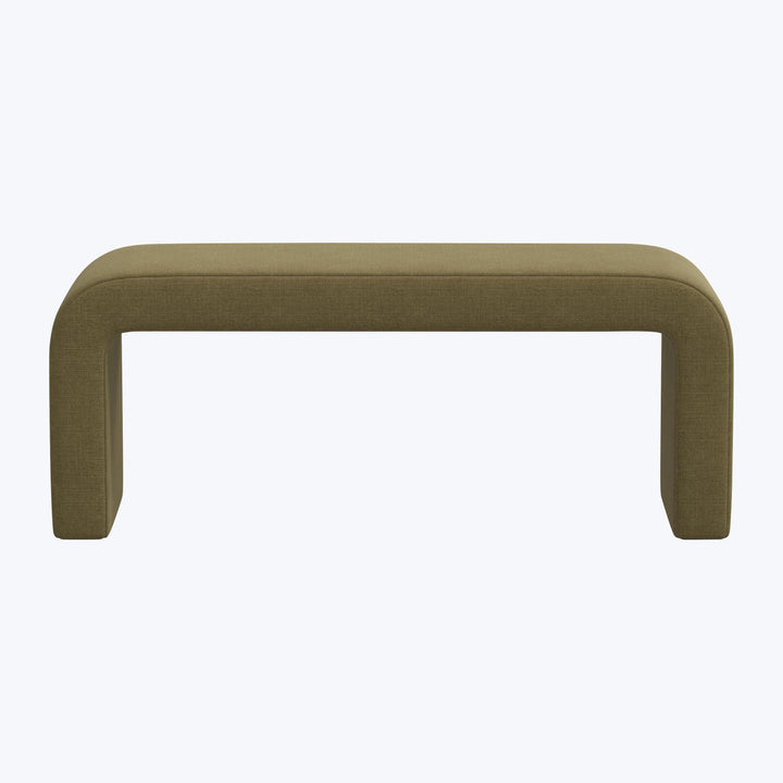 Nora Upholstered Bench Linen Olive