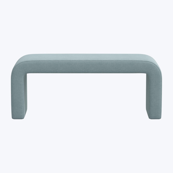 Nora Upholstered Bench Linen Seaglass