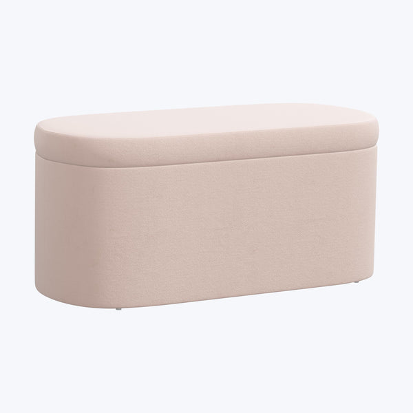 Rounded Storage Ottoman Velvet Blush