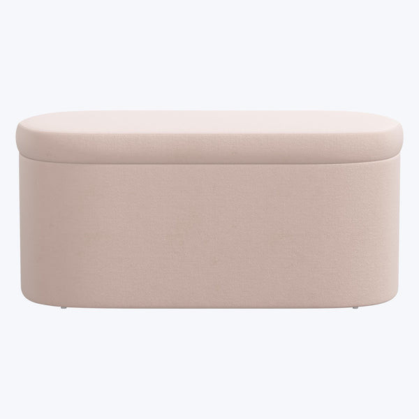 Rounded Storage Ottoman Velvet Blush