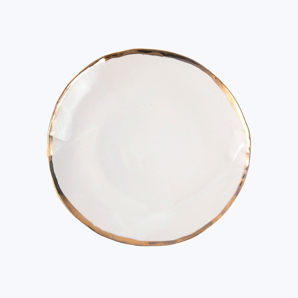 Pure White Gold Cake Plate 10"