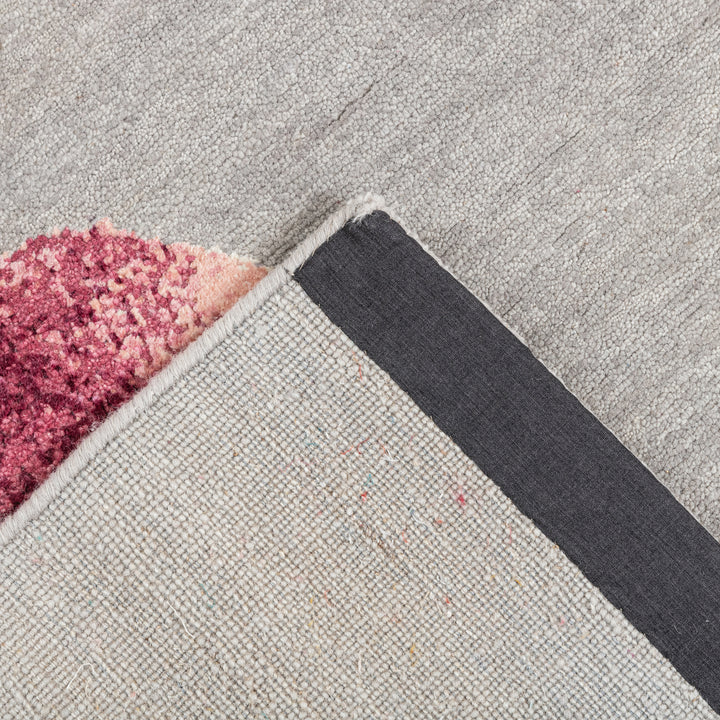 Pink & Grey Contemporary Silk Rug