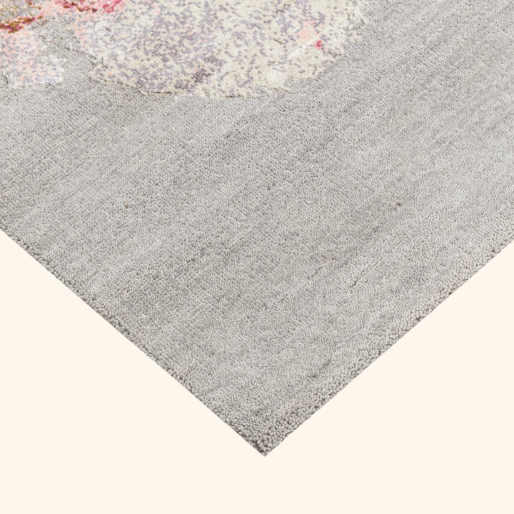 Pink & Grey Contemporary Silk Rug