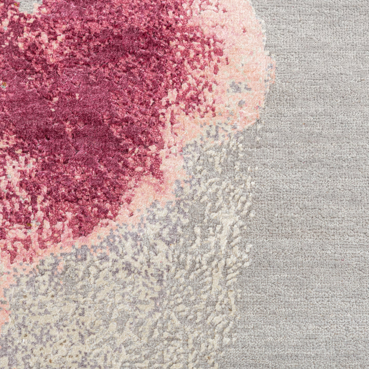 Pink & Grey Contemporary Silk Rug