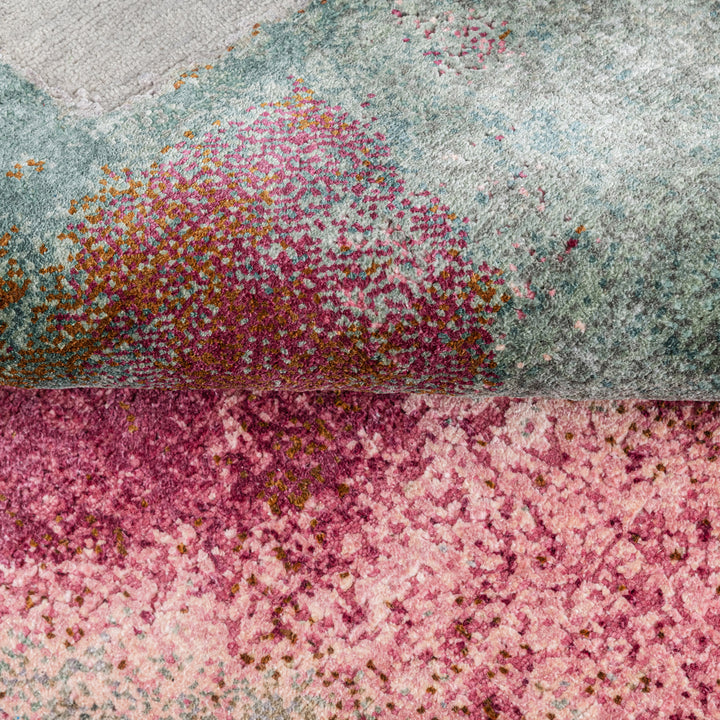 Pink & Grey Contemporary Silk Rug