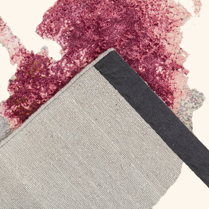 Pink & Grey Contemporary Silk Rug