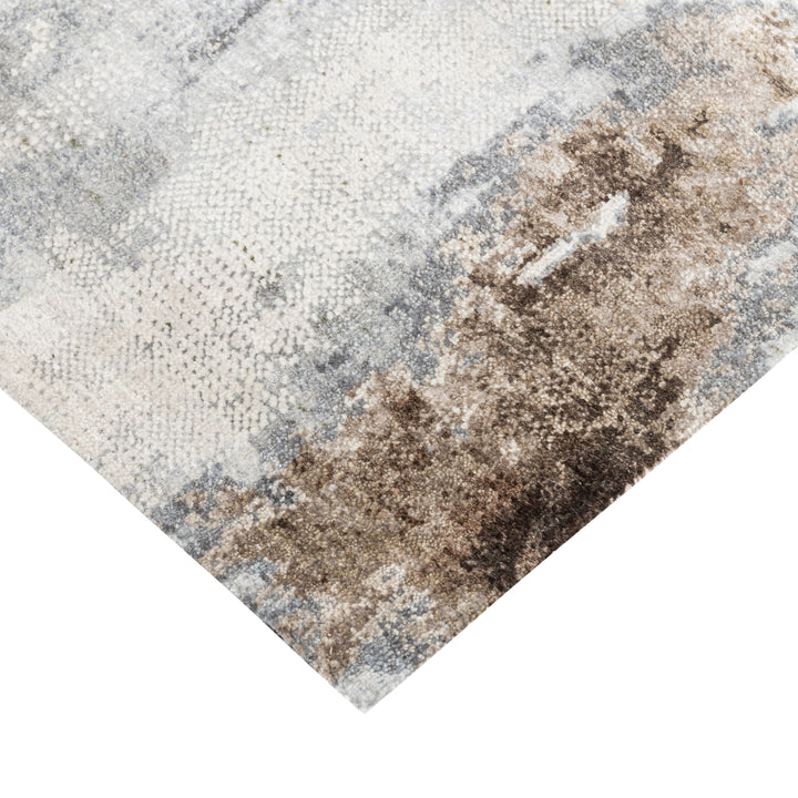 Brown Contemporary Silk Rug