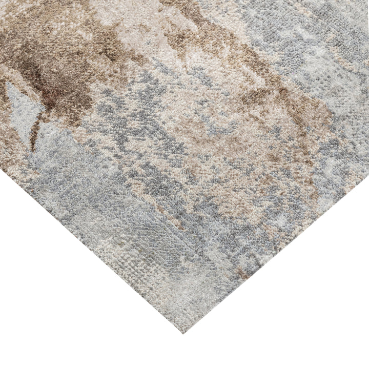 Brown Contemporary Silk Rug