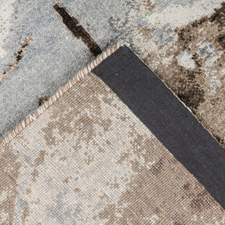 Brown Contemporary Silk Rug