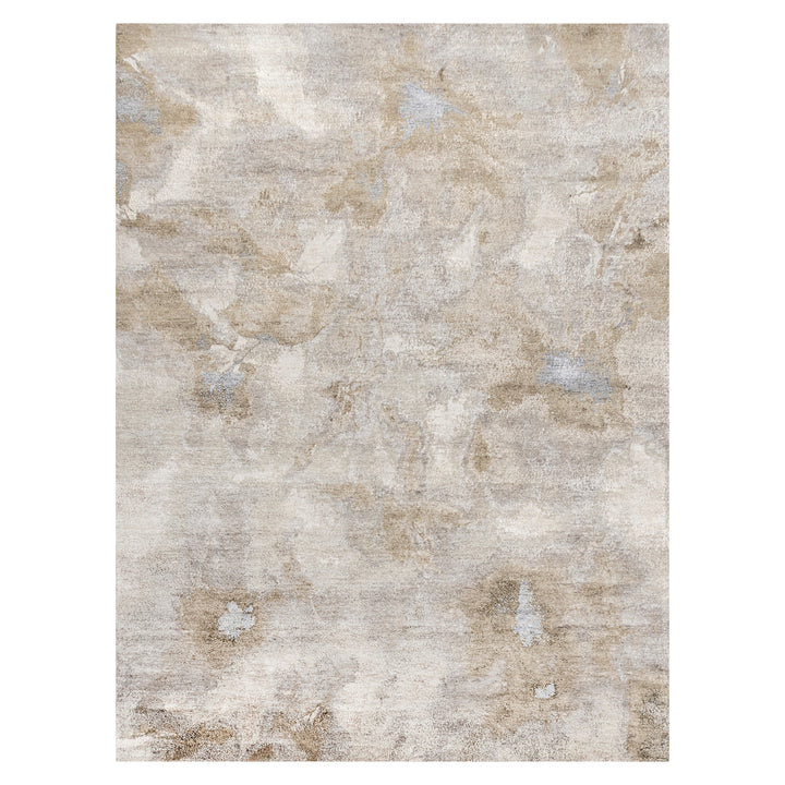 Brown Contemporary Silk Rug - 9' x 12'