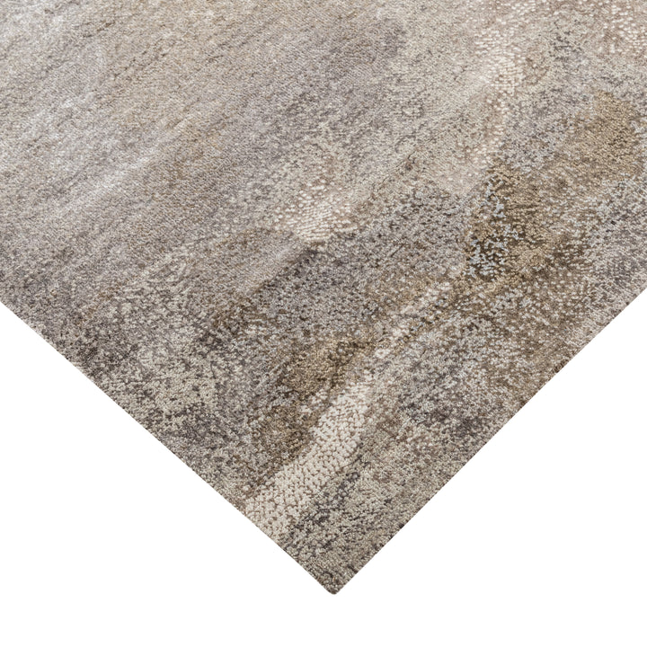 Brown Contemporary Silk Rug - 9' x 12'