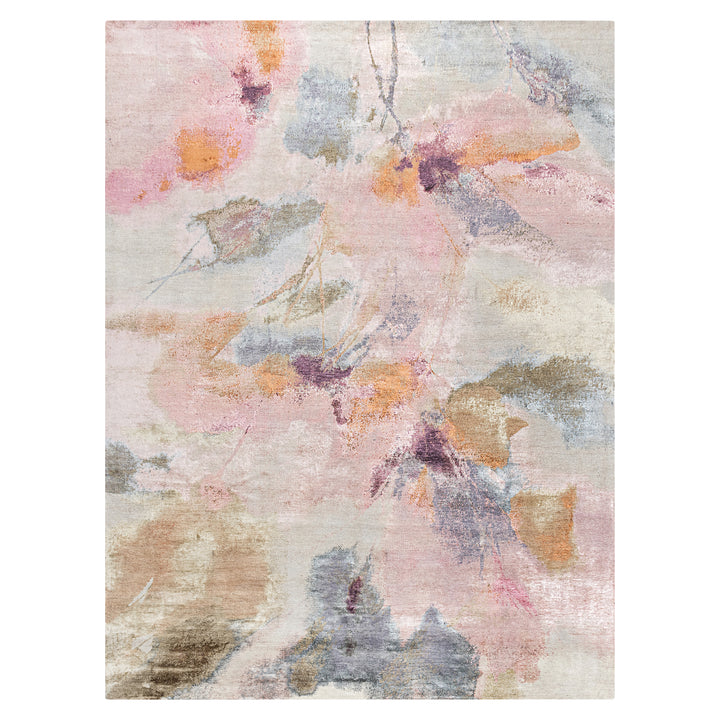 Multicolored Contemporary Silk Rug - 9' x 12'