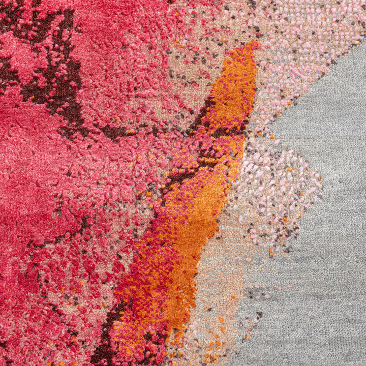 Pink Contemporary Silk Rug