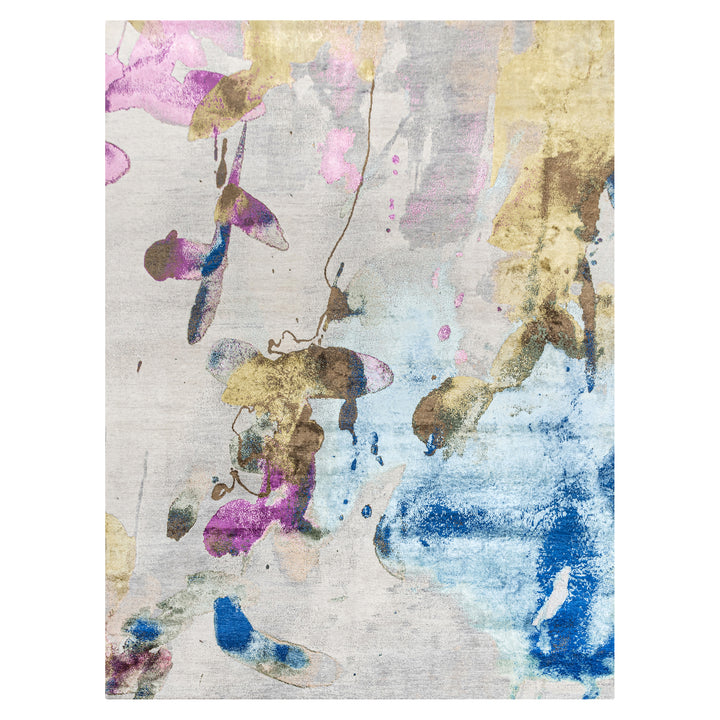 Multicolored Contemporary Silk Rug - 9' x 12'