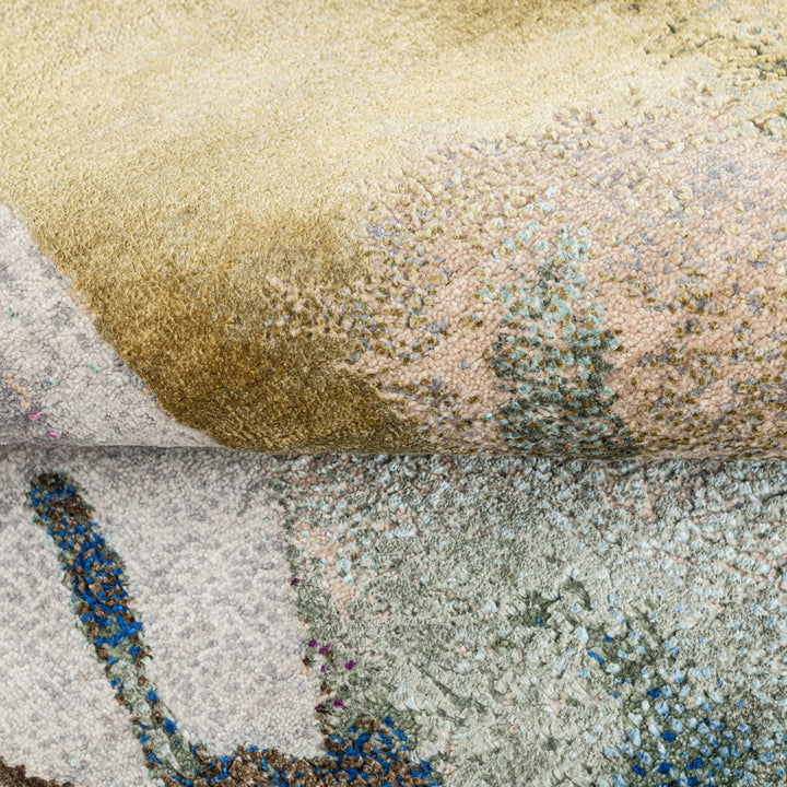 Multicolored Contemporary Silk Rug - 9' x 12'