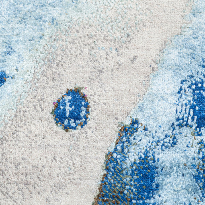 Multicolored Contemporary Silk Rug - 9' x 12'