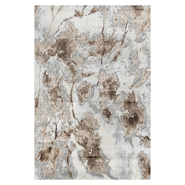 Brown Contemporary Silk Rug