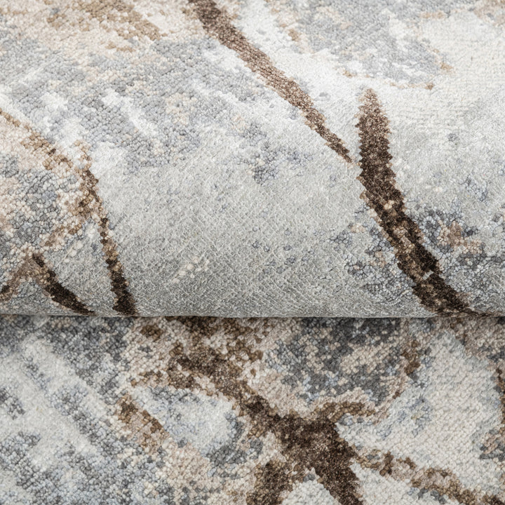 Brown Contemporary Silk Rug