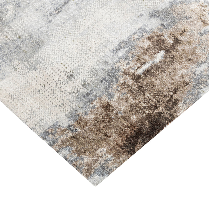 Brown Contemporary Silk Rug
