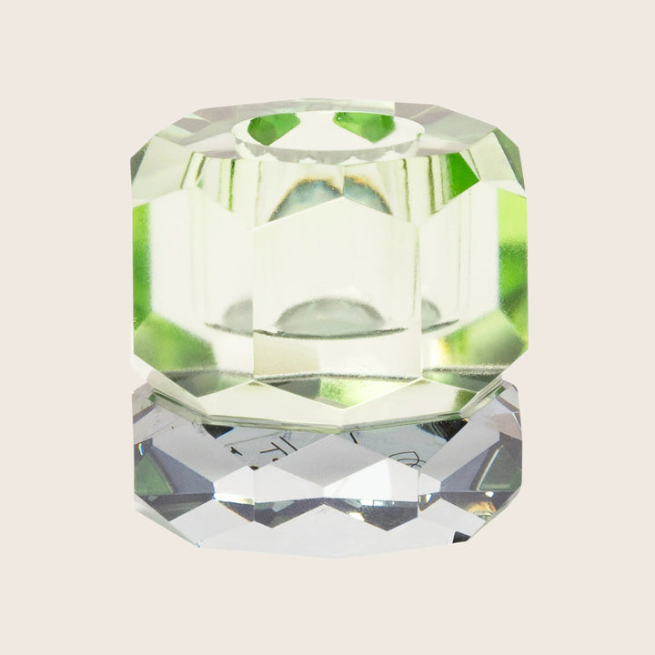 Two-Tone Crystal Candle Holder Green/Chrome
