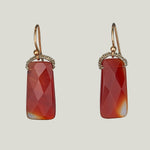 Woven Gold Cord with Rectangle Carnelian Earrings