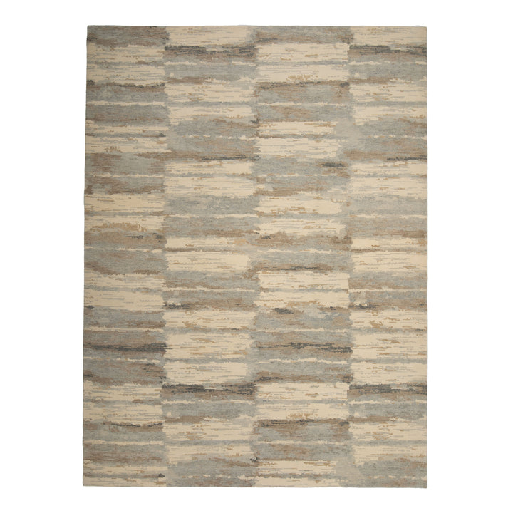 Grey Tibetan Contemporary Wool Rug - 10' x 14'