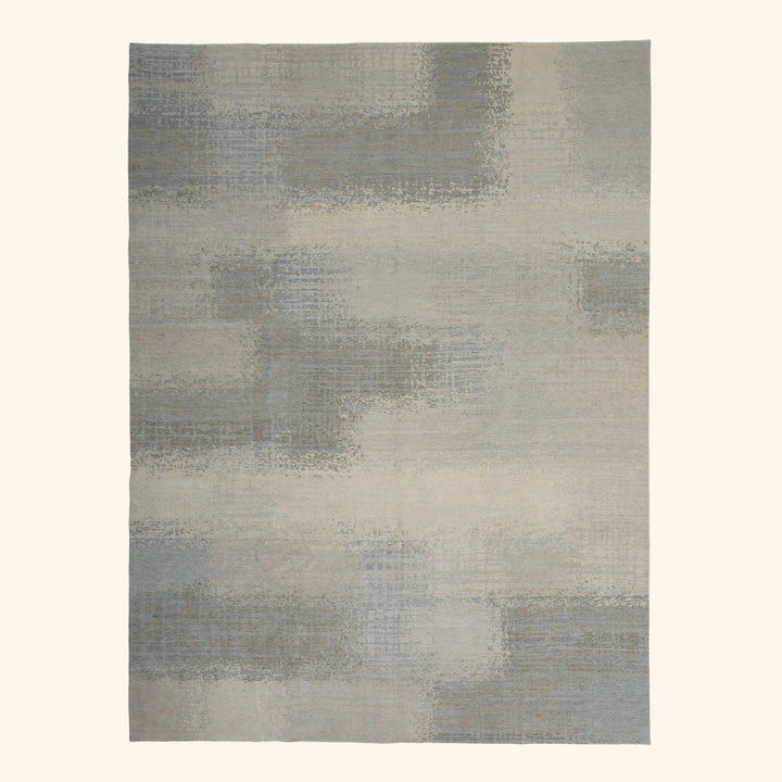 Grey Tibetan Contemporary Wool Silk Blend Rug - 8' x 10'
