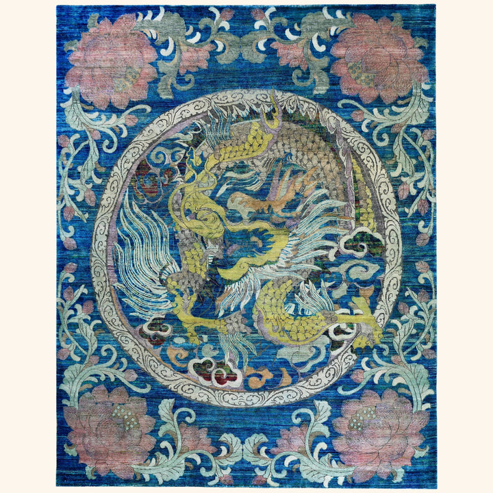Blue & Pink Alchemy Contemporary Silk Rug - 8' x 10'3"