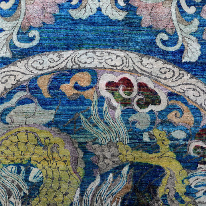 Blue & Pink Alchemy Contemporary Silk Rug - 8' x 10'3"