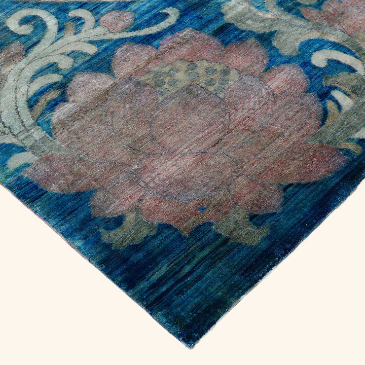 Blue & Pink Alchemy Contemporary Silk Rug - 8' x 10'3"