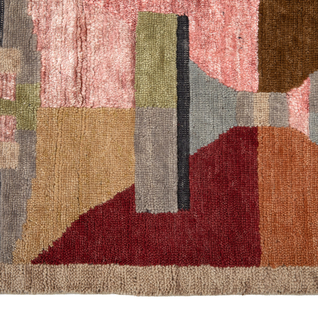 Multicolored Swedish Inspired Flatweave Wool Silk Rug - 6' x 8'11"