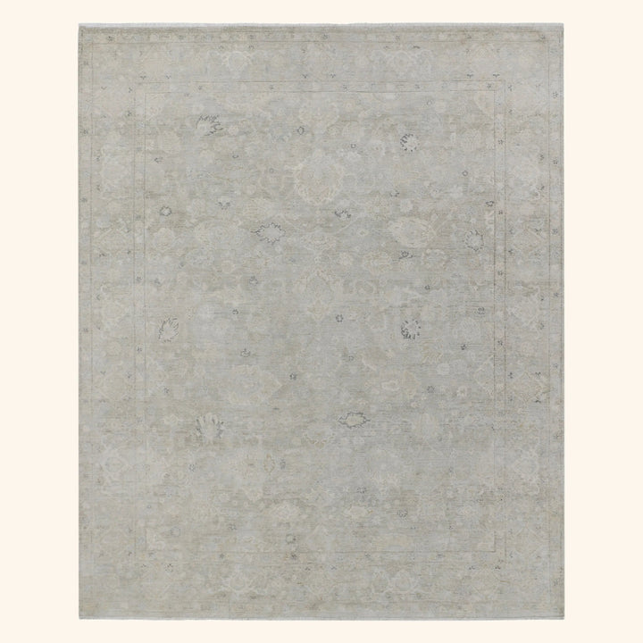 Grey Traditional Silk Rug - 8' x 10'