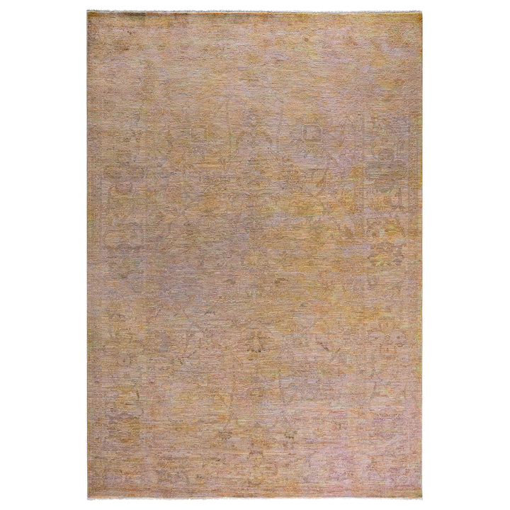 Beige Overdyed Wool Rug - 6' 2" x 8' 9"