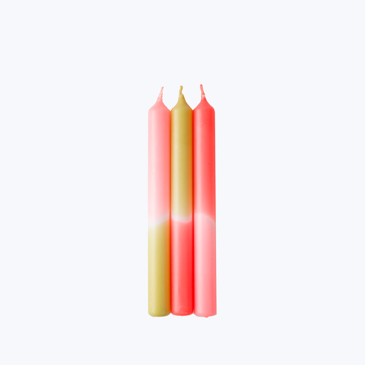 Dip Dye Neon Taper Candle Set