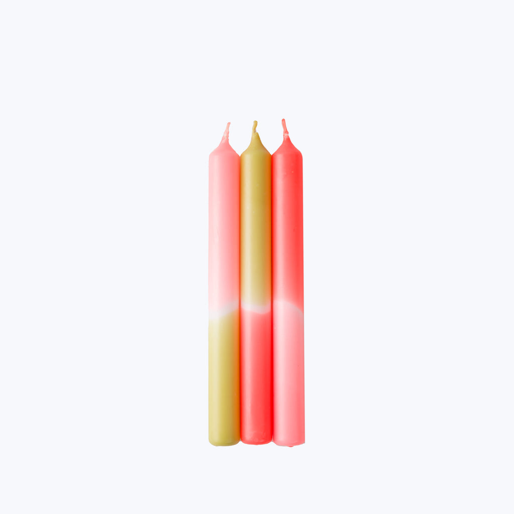 Dip Dye Neon Taper Candle Set