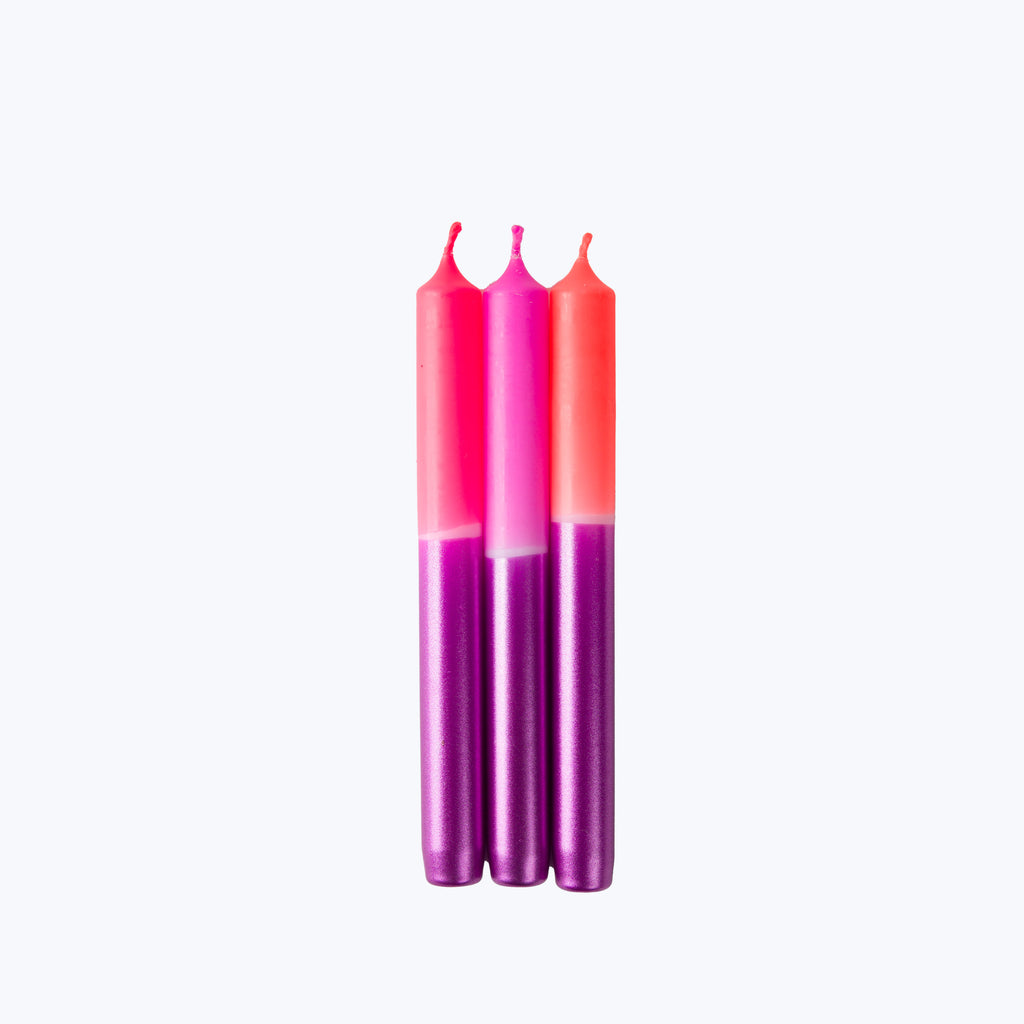 Dip Dye Neon Taper Candle Set