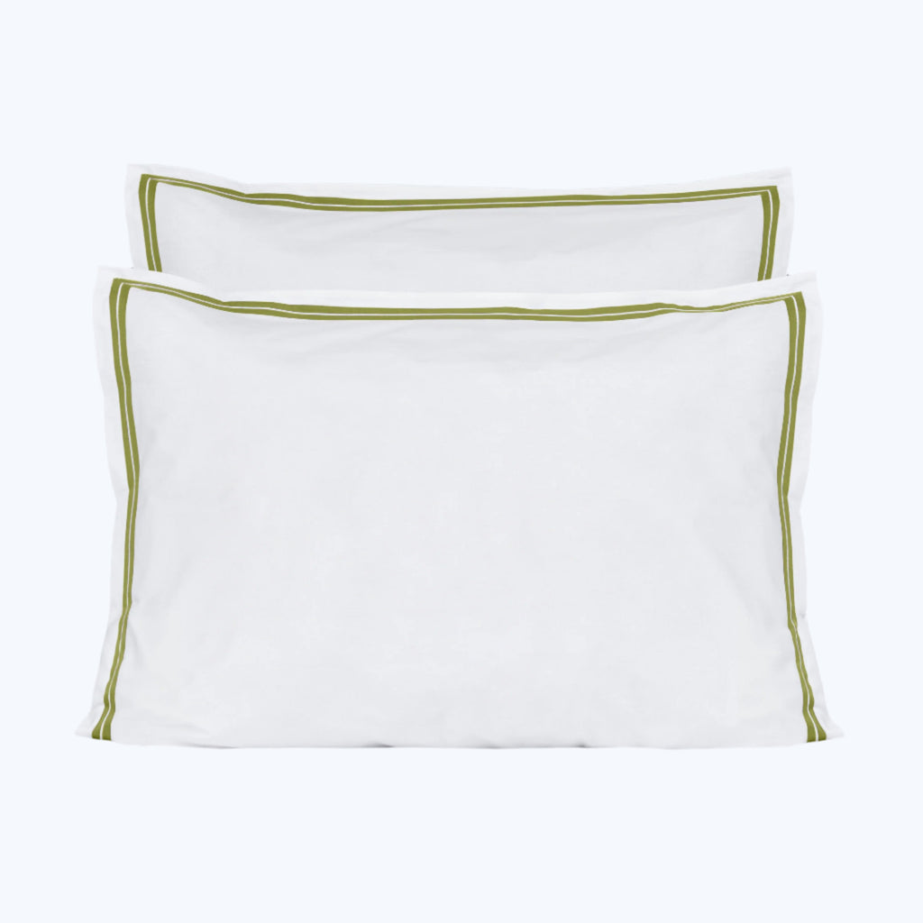 Mylos Duvet + Sham White/Moss Green / Sham / Standard