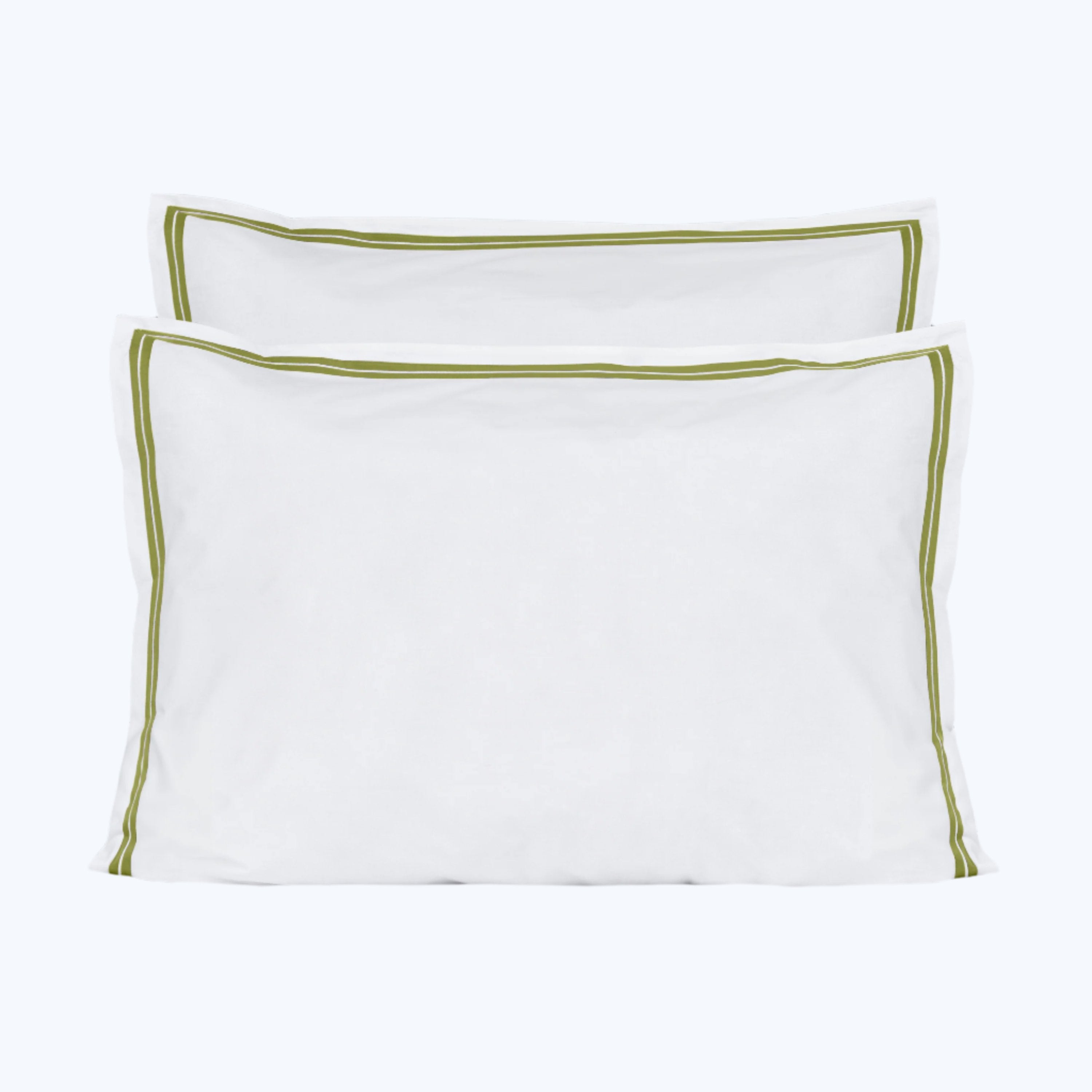 Mylos Duvet + Sham White/Moss Green / Sham / Standard