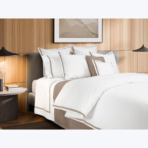 Mylos Duvet + Sham White/Brown / Sham / Standard - hover