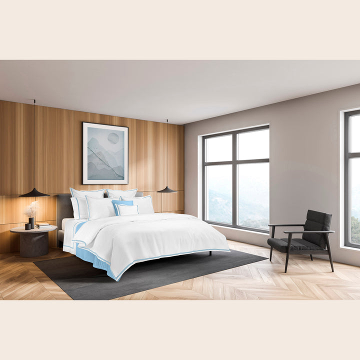 Mylos Duvet + Sham White/Cerulean / Duvet / Twin
