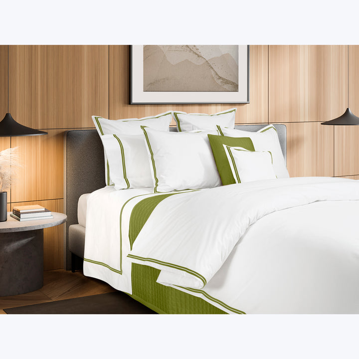 Mylos Duvet + Sham White/Moss Green / Duvet / Twin