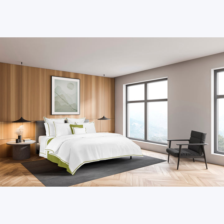 Mylos Duvet + Sham White/Moss Green / Duvet / Twin