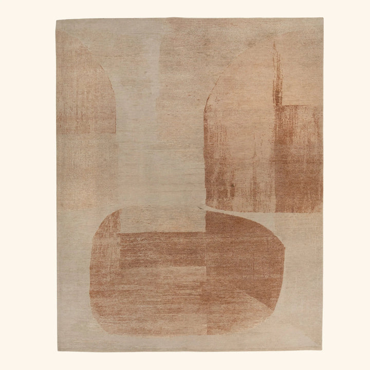 Pink Contemporary Wool Silk Rug - 8'1" x 9'10"