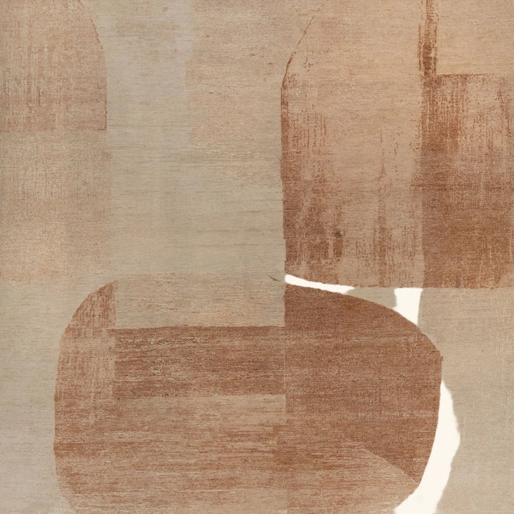 Pink Contemporary Wool Silk Rug - 8'1" x 9'10"